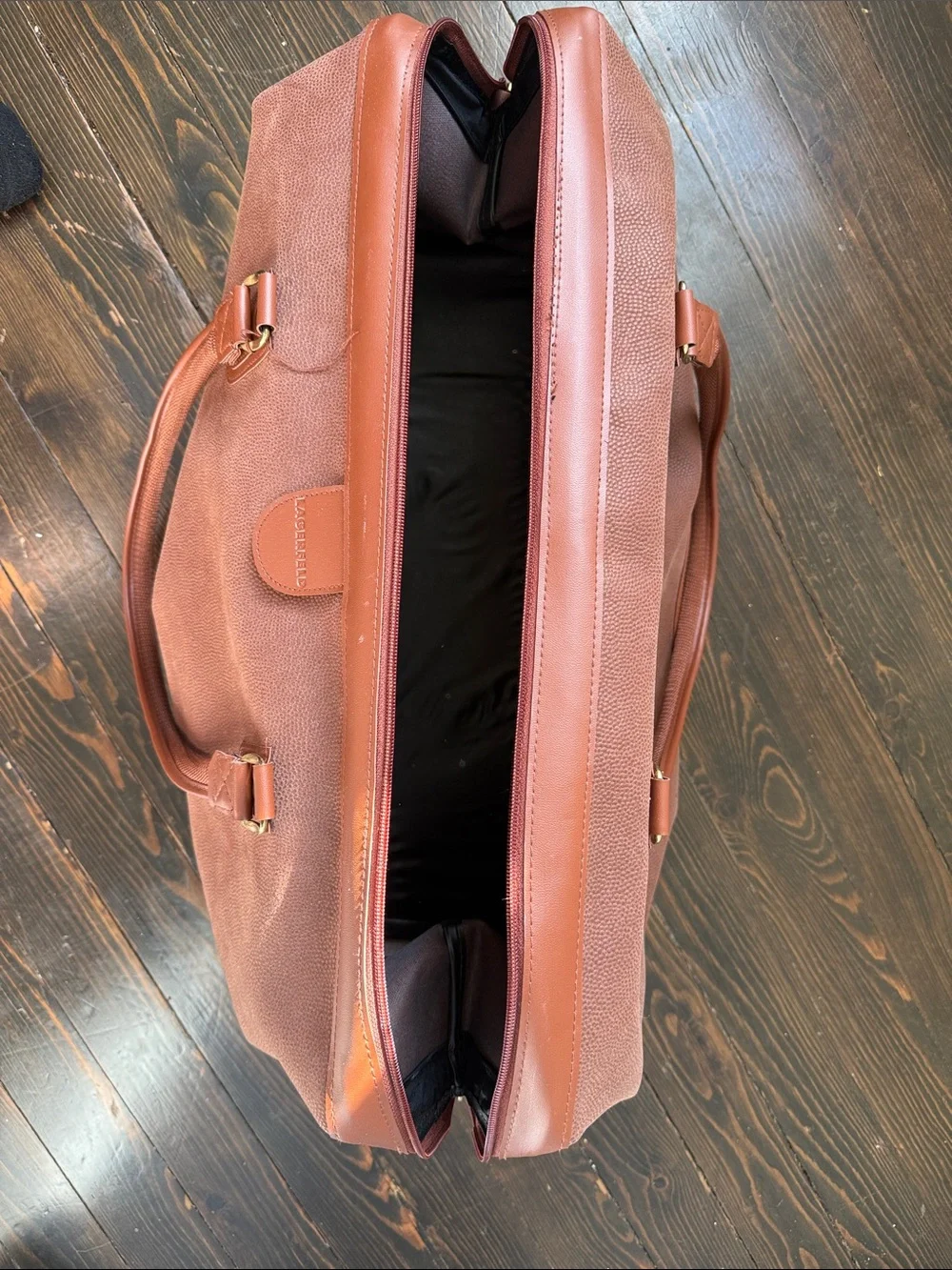 Karl Lagerfeld Dusty Rose Canvas and Leather Duffel Bag